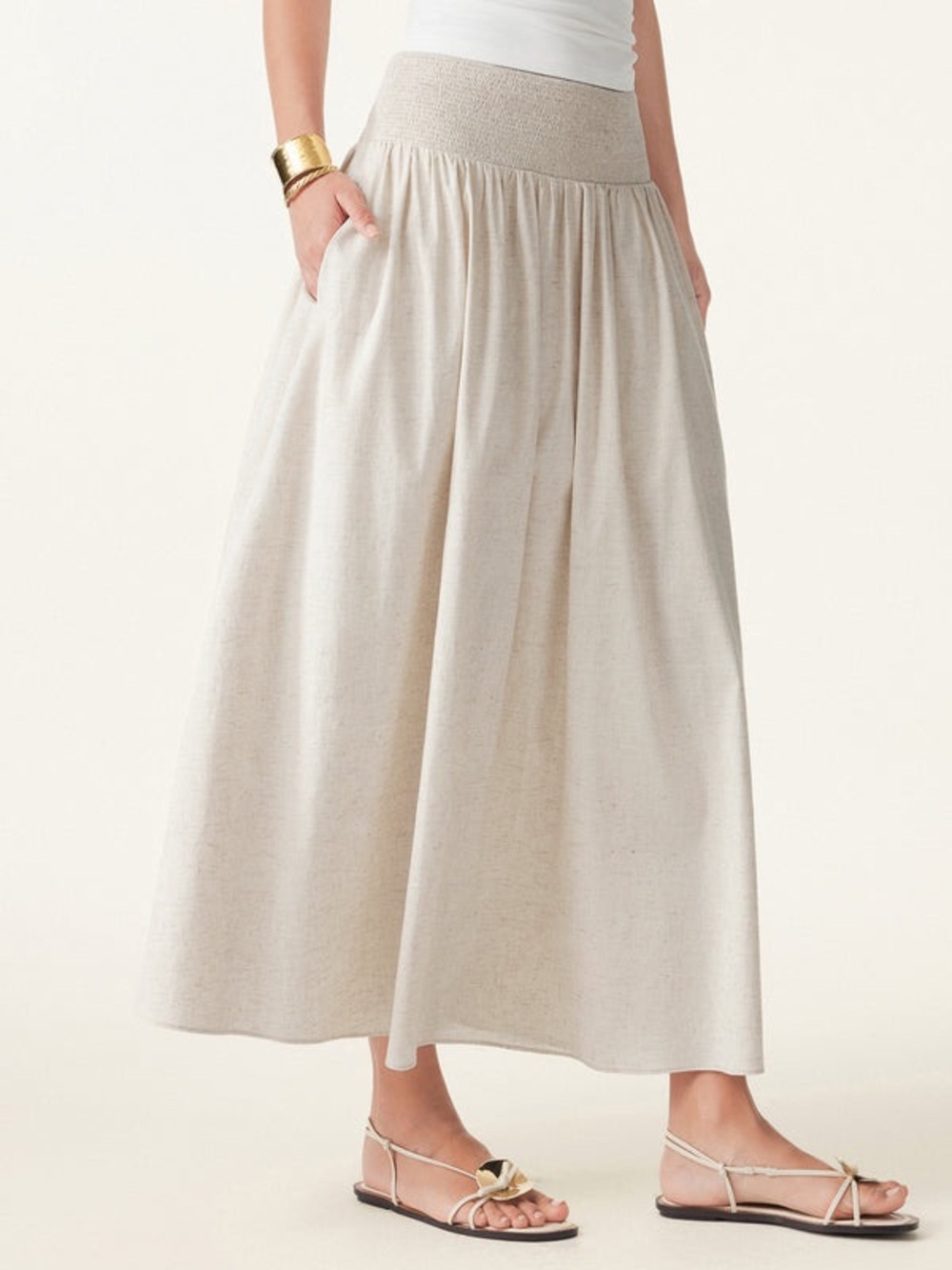 OGL European Linen Blend
European Linen Smocked Waist Skirt with Pockets NWT 2XL
